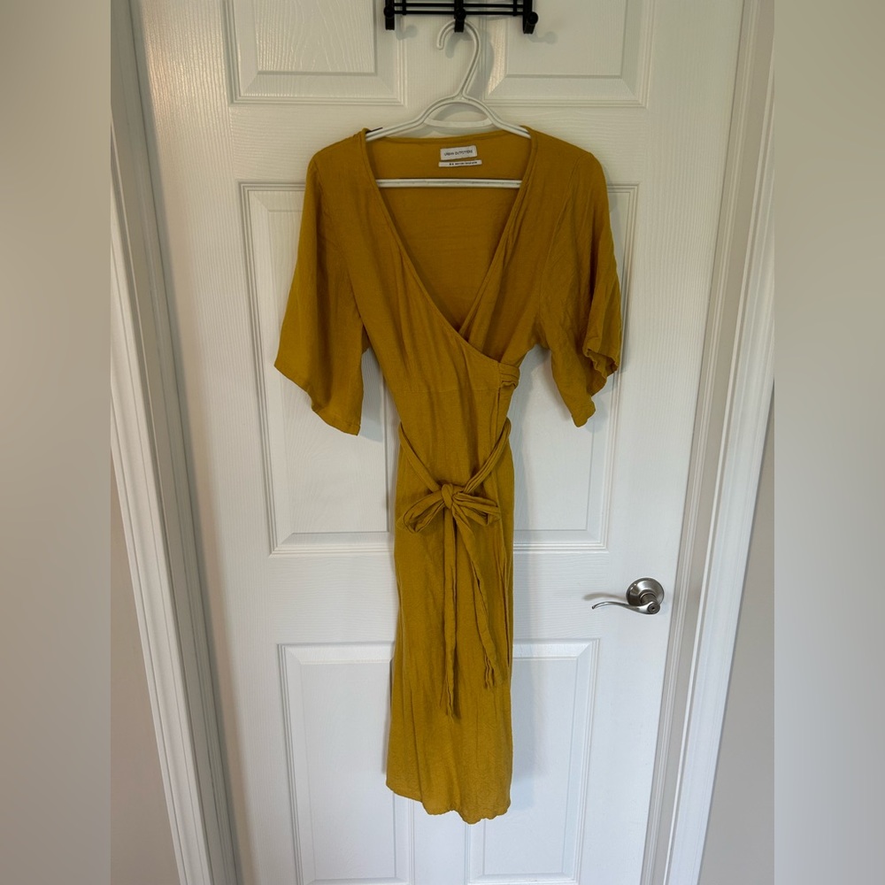 Urban outfitters mustard wrap tea length dress.